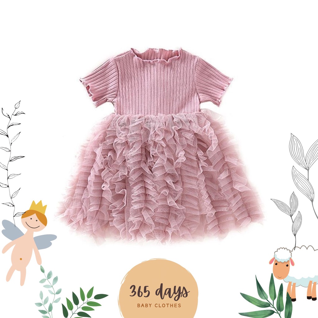 Dress anak 0-4 tahun gaun pesta Warna Pink Dress impor mewah
