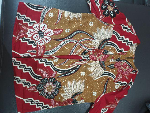 Atasan Blouse Batik Wanita Lengan Panjang Bahan Katun Stretch, 242 Aon-w#