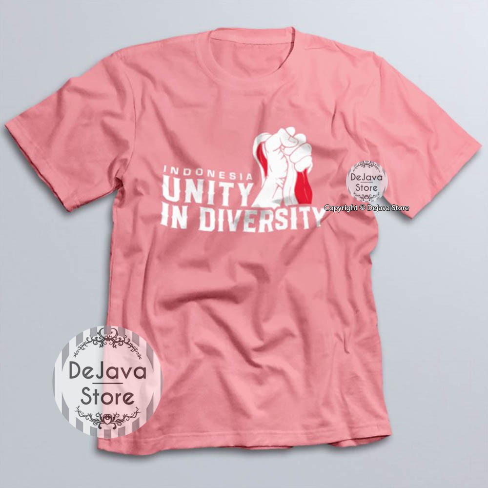 Kaos Distro Indonesia Unity In Diversity Baju Kemerdekaan Agustus Cotton Combed 30s Premium | 8983-PINK