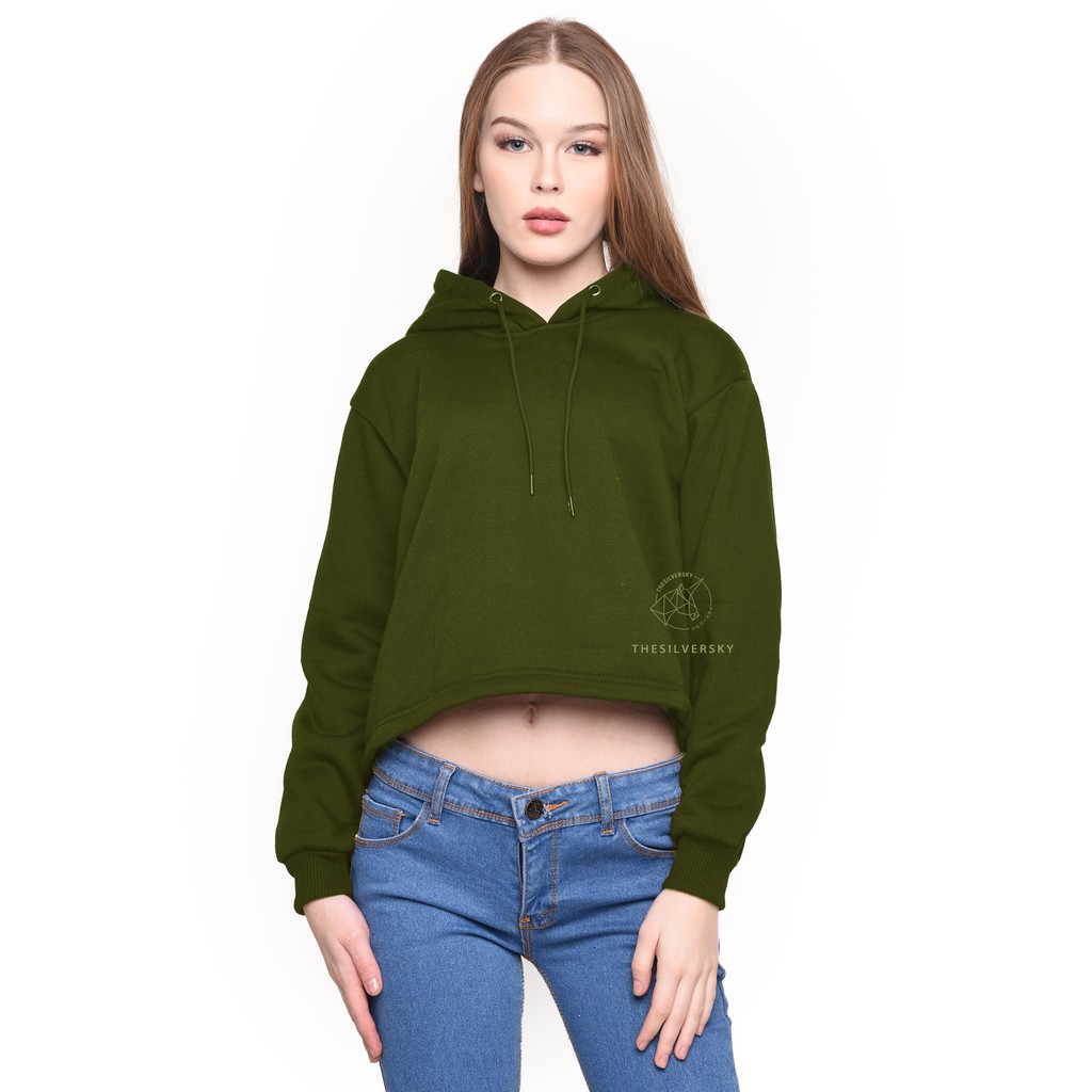 Thesilversky Crop Hoodie Army