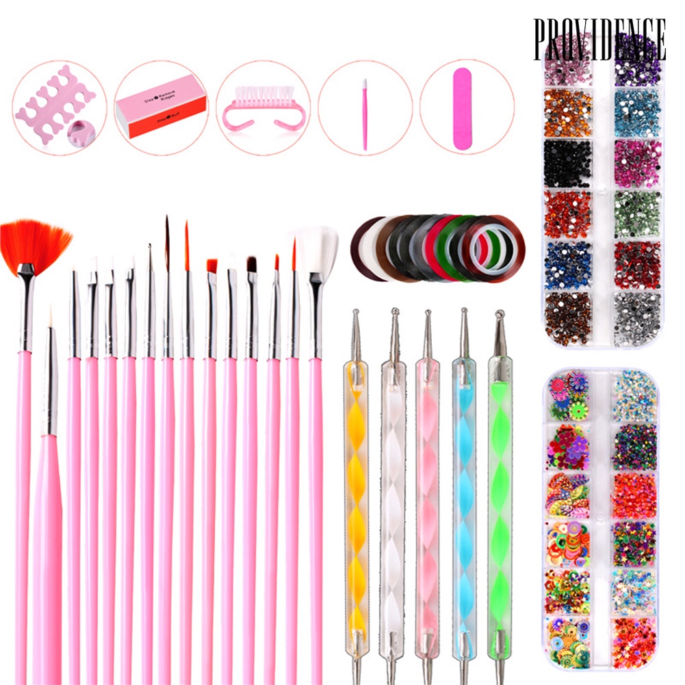 Providence Set Kuas + Buffer + Kikir Kuku Diy Untuk Nail Art