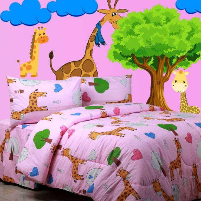 Sprei Giraffe Pink & Biru / Sprei Catra Murah / Sprei Katun Catra / Catra Collection