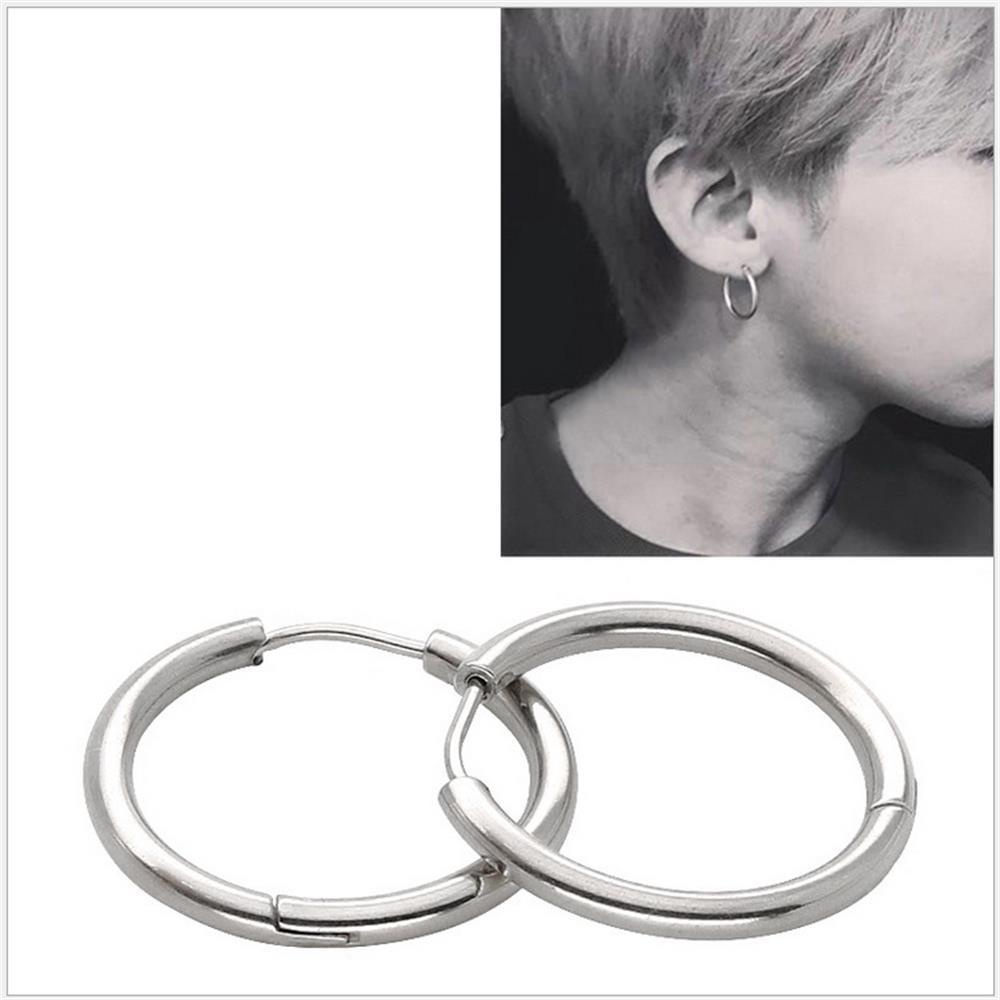 Lily 1pasang Anting Hoop Bulat Tabung Punk Perhiasan Stainless Steel