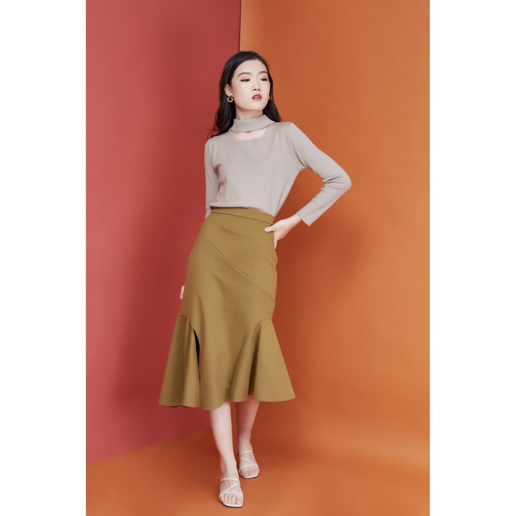 Peach Poppy Sher Skirt - Rok Midi Wanita A Line Office