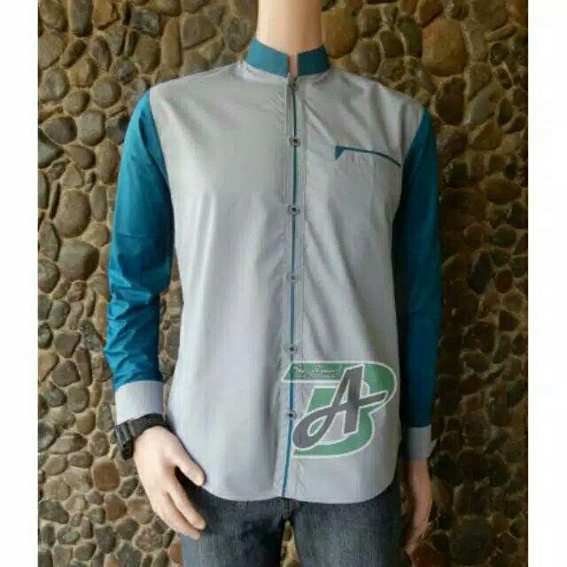  TP Fashion Muslim Baju Modern Koko Pria Katun Biru Tua 