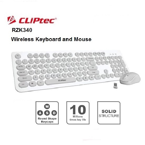 Keyboard Mouse CLIPtec Wireless Combo Young Air RZK340 1200DPI - RZK 340