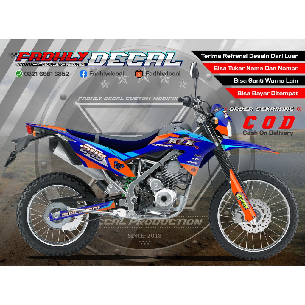 ⭐⭐⭐⭐⭐ Dekal Decal KLX BF / G / Extreme Orange Biru Keren Sticker Fullbody