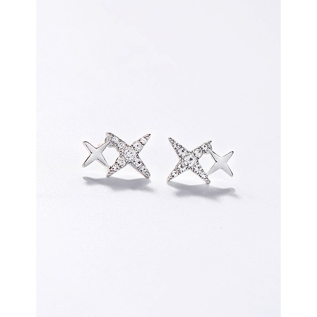 LRC Anting Tusuk Fashion Golden Star Stud Earrings With Diamonds D59120