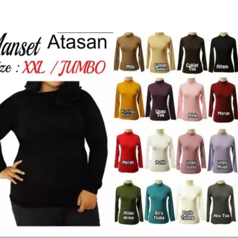 Baju Manset Lengan Panjang Ukuran XXL Jumbo/Manset Lengan Panjang Big Size/Bahan Spandek