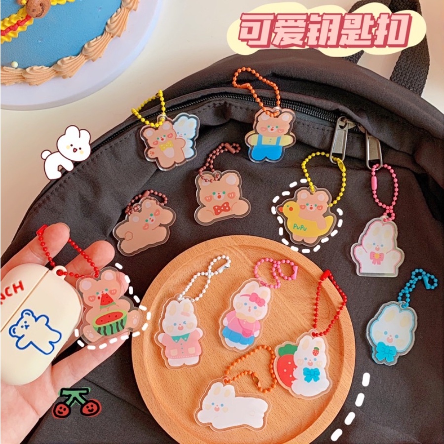 CUTE ACRYLIC KEYCHAIN / KEY CHAIN AKRILIK KARAKTER MURAH / GANTUNGAN KUNCI TAS LIONTIN AKRILIK LUCU AESTHETIC KOREA / GANTUNGAN KUNCI BERUANG