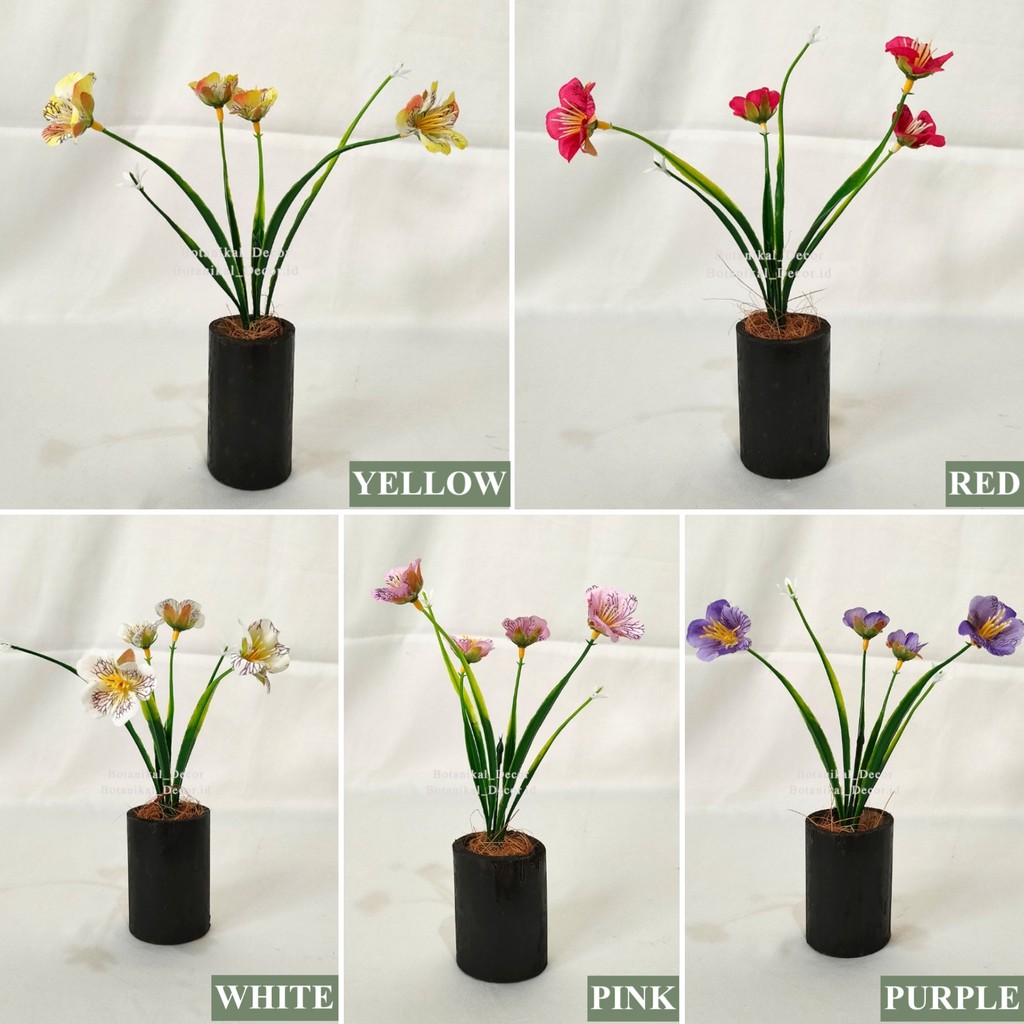 Artificial Flower Wax Bunga Plastik Palsu Imitasi Vas Pot Bamboo Bambu Hias Dekor Meja Rumah Kantor-1