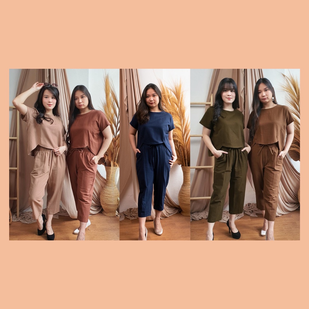 Linen Set / Setelan Celana Wanita Promo