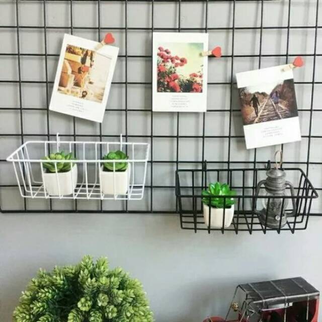 KESI HITAM ORIGINAL / KERANJANG BESI AKSESORIS HIJANG DAN SEGI warna hitam putih