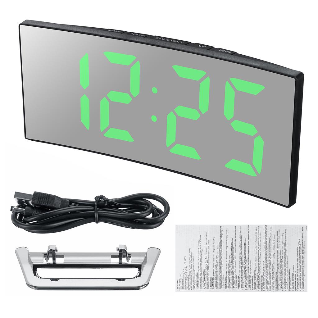 Jam Meja Digital Led Weker Alarm Clock Mirror DS-6507 Green