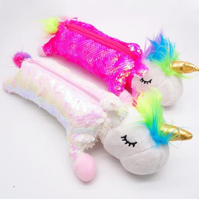 

TP0058 Tempat Pensil Kawaii Pensil Unicorn Sequien Boneka Pencil Case - Merah Muda