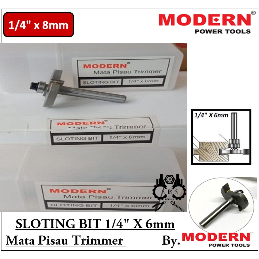 SLOTING BIT MATA PROFIL KAYU MATA TRIMMER ROUTER LUBANG PANEL KAYU 8MM