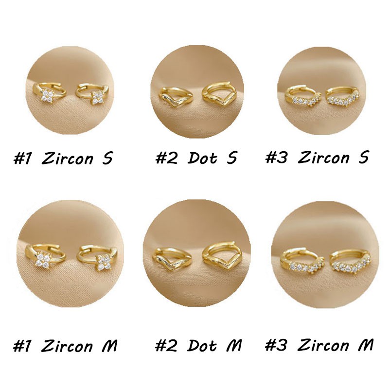 1 Pasang Anting Tindik Lapis Emas 24k Bentuk Lingkaran Bahan Zirkon