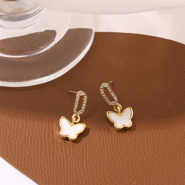 925 perak anting-anting Bahasa Perancis Berlian Geometris telinga shell butterfly Mori gaya ins gaya