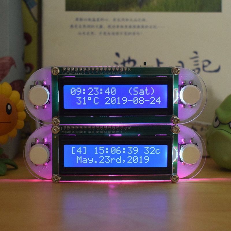 Btsg Jam LCD Berbentuk USB Dengan Saku Getaran Tanggal Tempeprature Display DIY Kit Untuk Hobi Wanita Cewek Cowok Portable C