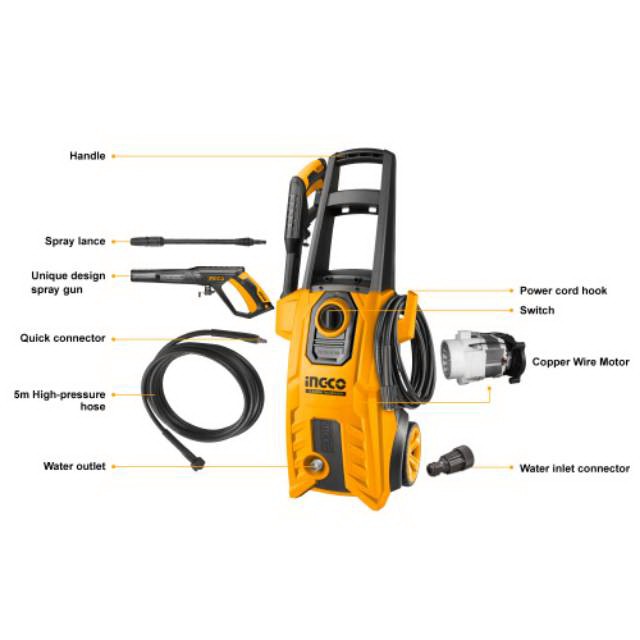 Mesin Pompa Cuci Steam Mobil Jet Cleaner (150 Bar) INGCO HPWR18008-4