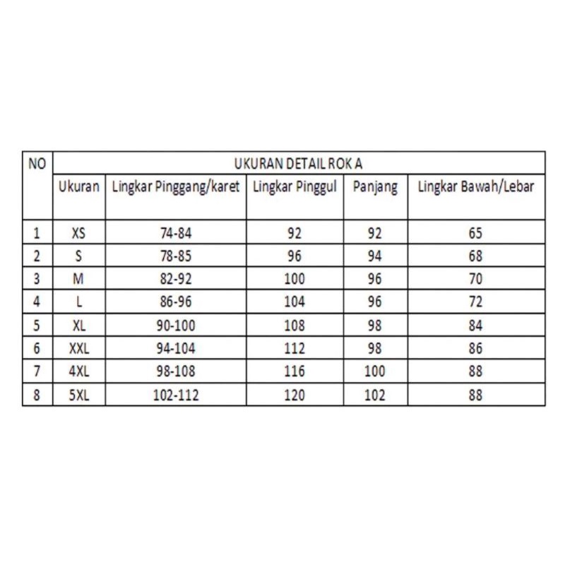 ROK KERJAPANJANG LETTER A PINGGANG KARET KELILING