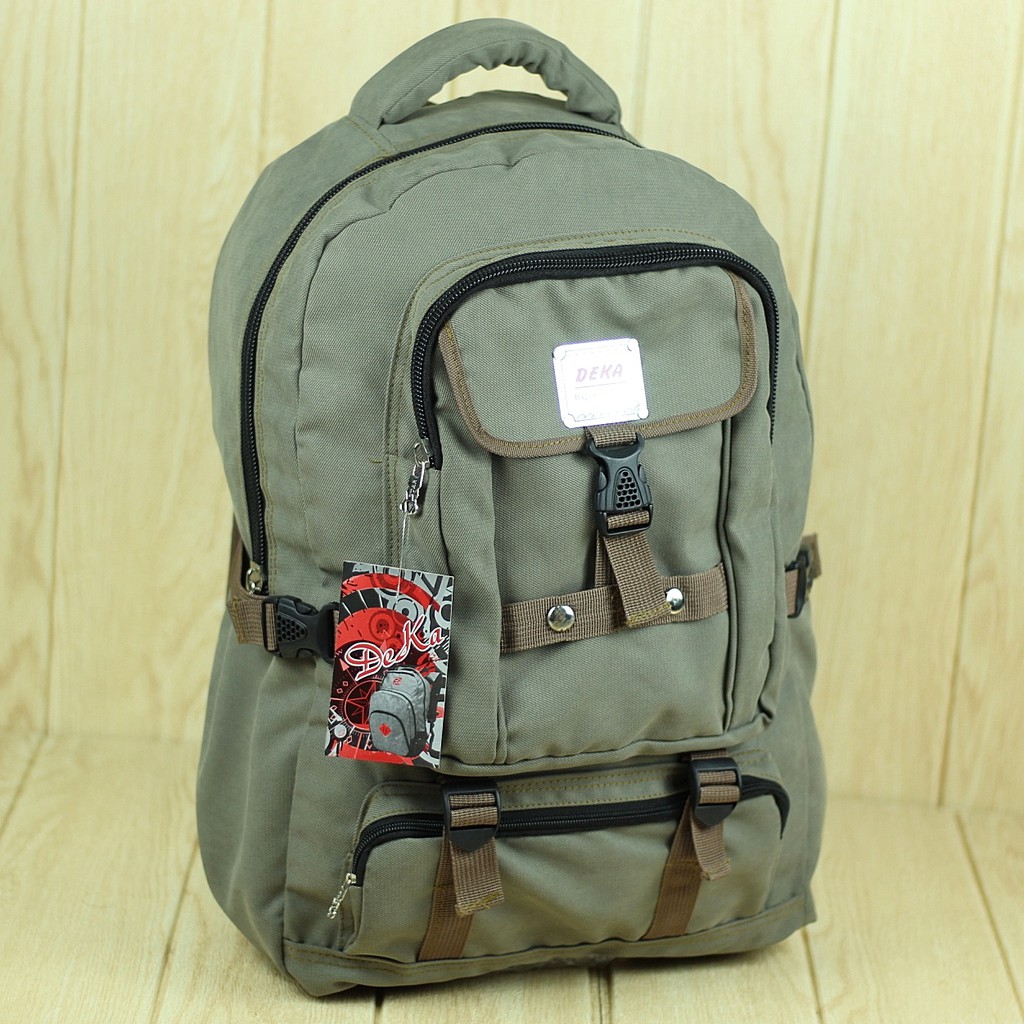 Tas Ransel Deka Coklat Backpack Outdoor Olahraga Travelling Cowok Pria