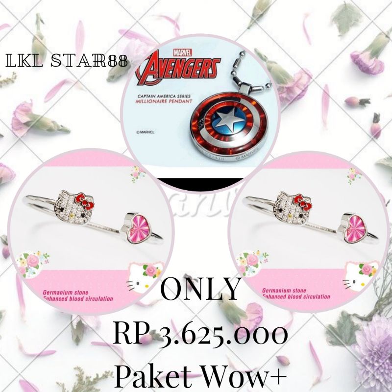 Paket Pendant Captain America + Bangle Hello Kitty 2 Pcs ORIGINAL MCI