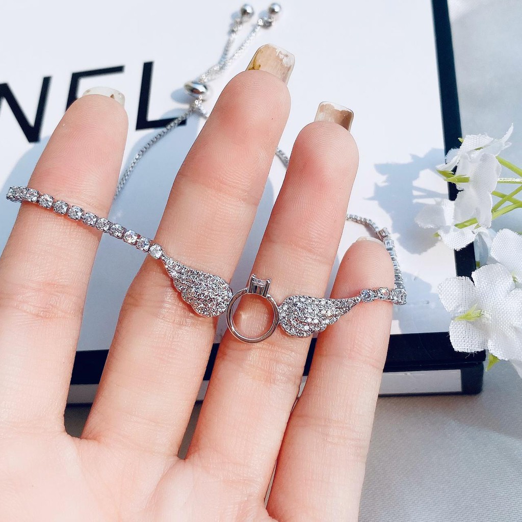 gelang tangan wanita titanium anti karat model serut ring diamond zirconia fashion korea