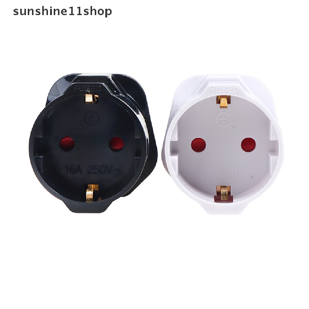 Sho Adapter Konverter Euro 2 Pin Ke UK 3 Pin Plug AC Universal Untuk Travel