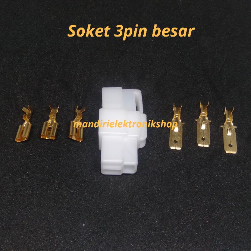 Soket Motor 3 Pin Besar + Skun / Konektor Kabel Motor / Socket