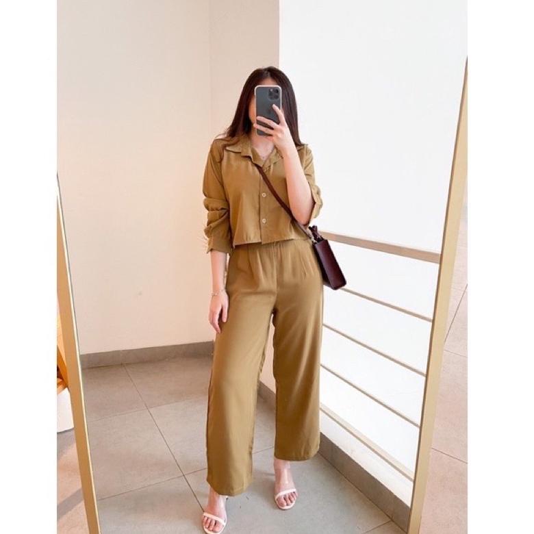 [VQE.26Au22ғ] || ONE SET CROP TOP BLEZER || KEMEJA CROP CRINGKLE || SET WANITA