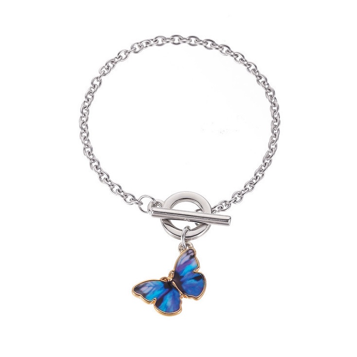 Kalung Rantai Klavikula Dengan Liontin Butterfly Bahan Alloy