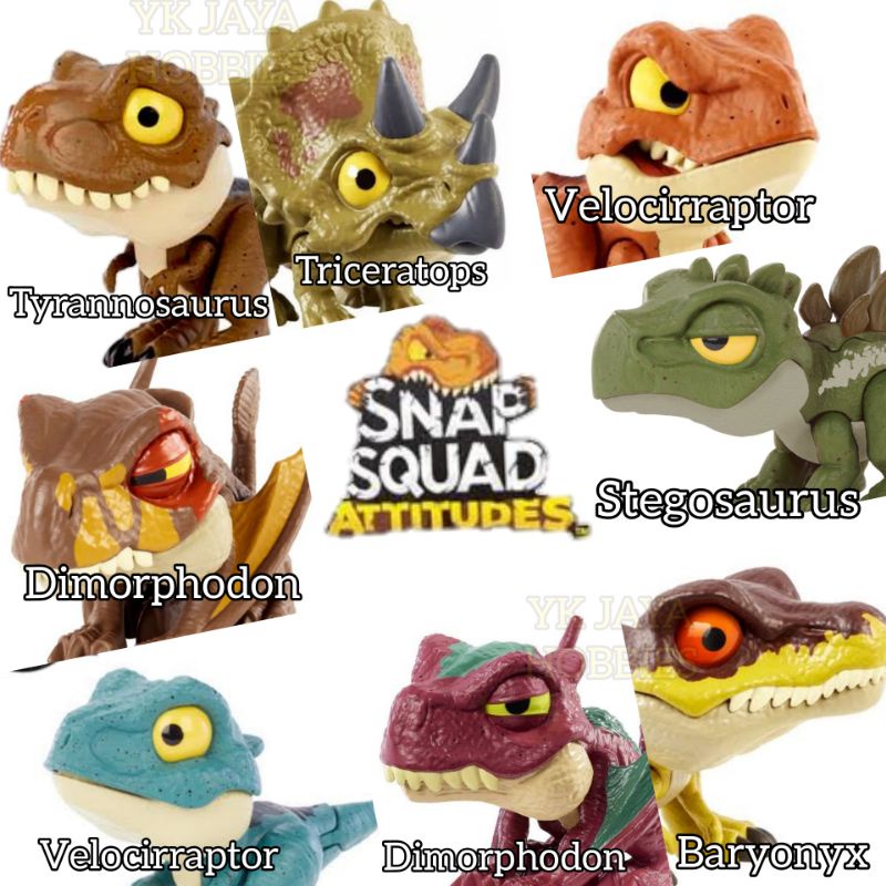 Mattel Snap Squad Attitudes wave 10 mainan anak pajangan dinosaurus