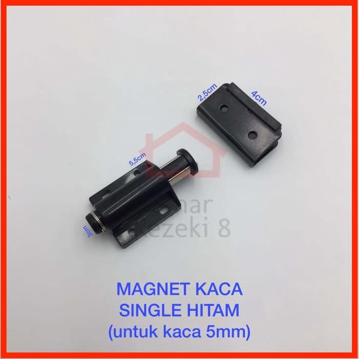 Jual Magnet Kaca Jepit Single Hitam Push Open Kunci Engsel Magnit