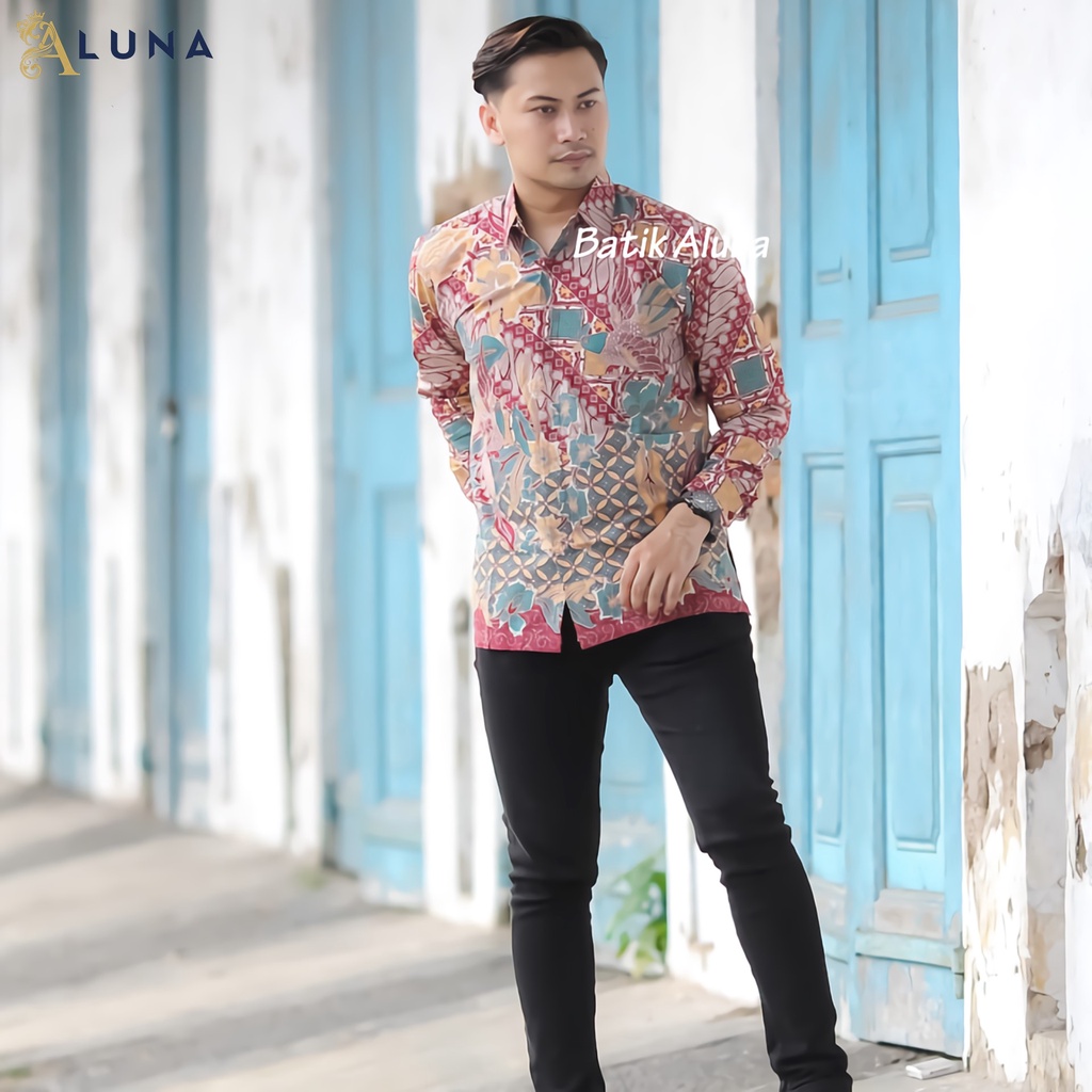 KEMEJA BATIK PRIA PREMIUM LENGAN PANJANG REGULAR BATIK ALUNA PCW 066