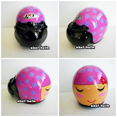 helm bogo retro klasik anak-anak JPN kids kimoni pink kaca bogo