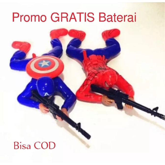 Mainan Anak Figure Robot Avengers-Robot Tiarap Menembak Super Hero Kapten Amerika Spiderman Hulk Sup