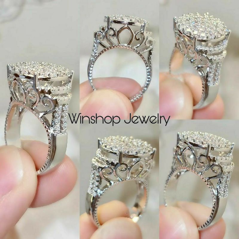 Cincin Swarovski Wanita Cincin Berlian Replika Cincin Perak Silver Wanita Cincin Emas Putih Cincin P