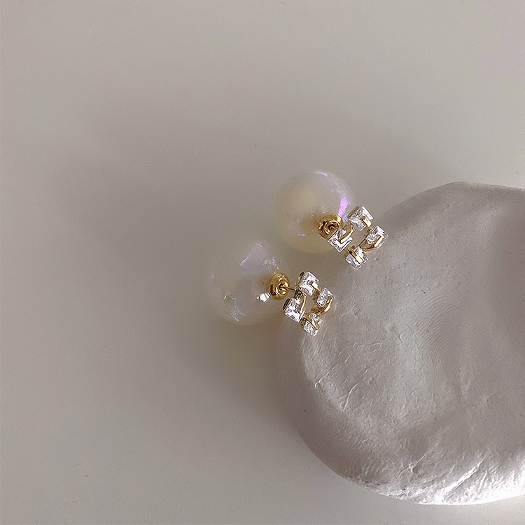 2022 Anting Tusuk Lapis Emas 14K Desain Mermaid Hias Mutiara Zircon Untuk Wanita
