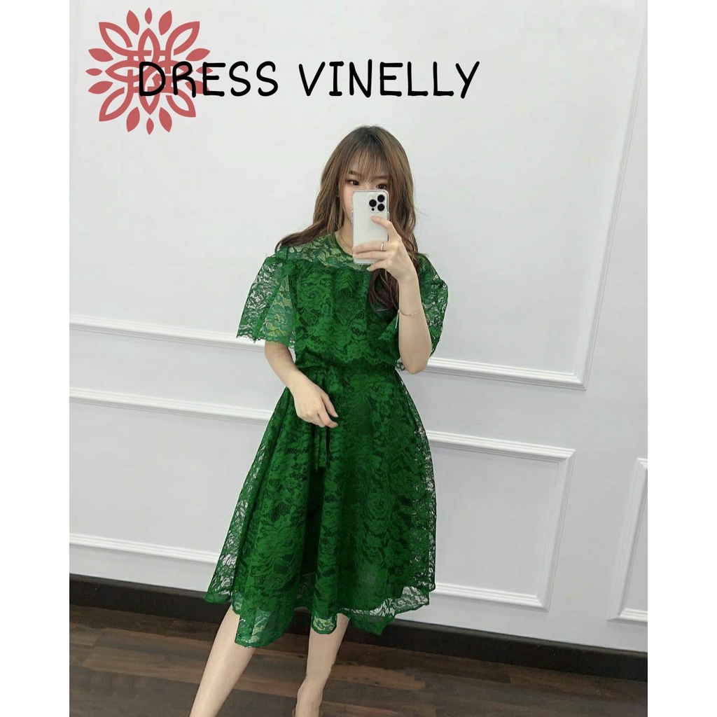 PCS DRESS VINELLY 2 UKURAN L XL FASHION PAKAIAN WANITA BAHAN BRUKAT ED