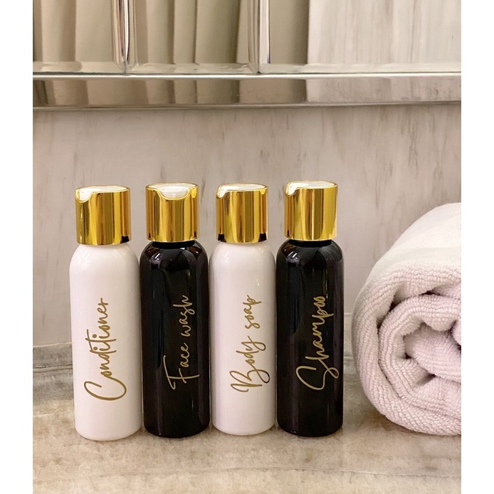 botol 100ml HITAM/PUTIH TRAVEL SIZE gold new LUXURY. aesthetic bottle tempat sabun cair mandi estetik