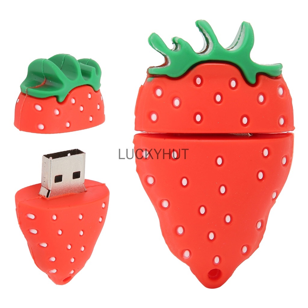 Flash Disk USB 64GB Bentuk Strawberry Alpukat Lucu