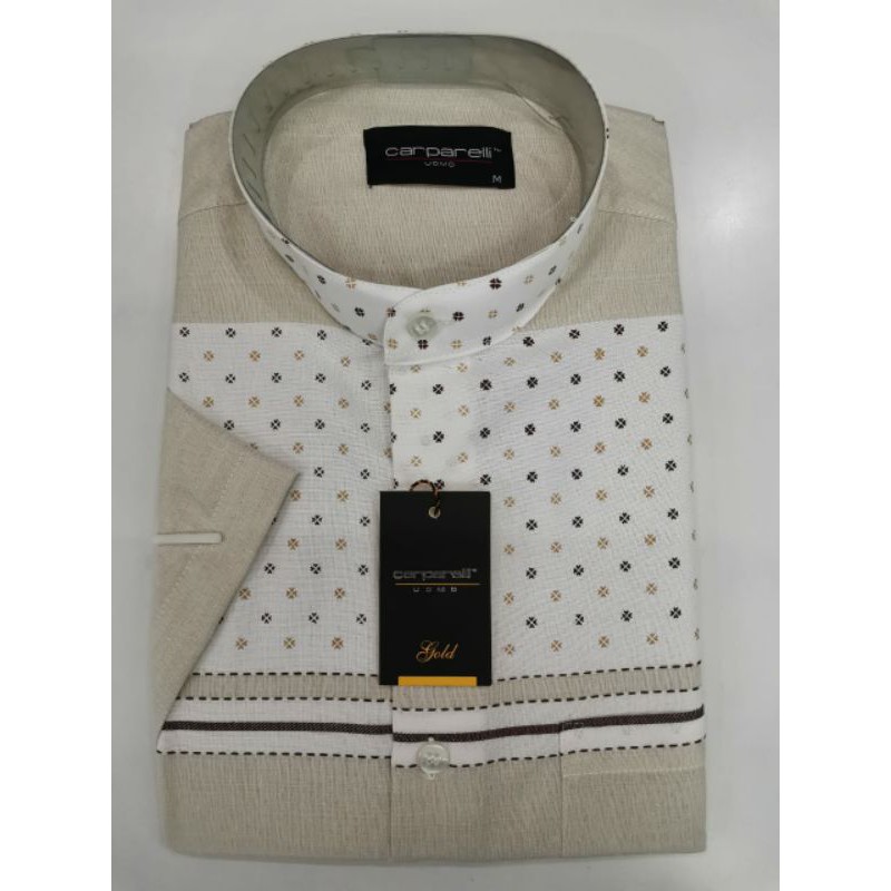 Kemeja Koko Carparelli lengan pendek coklat muda/ Hem Koko Carparelli