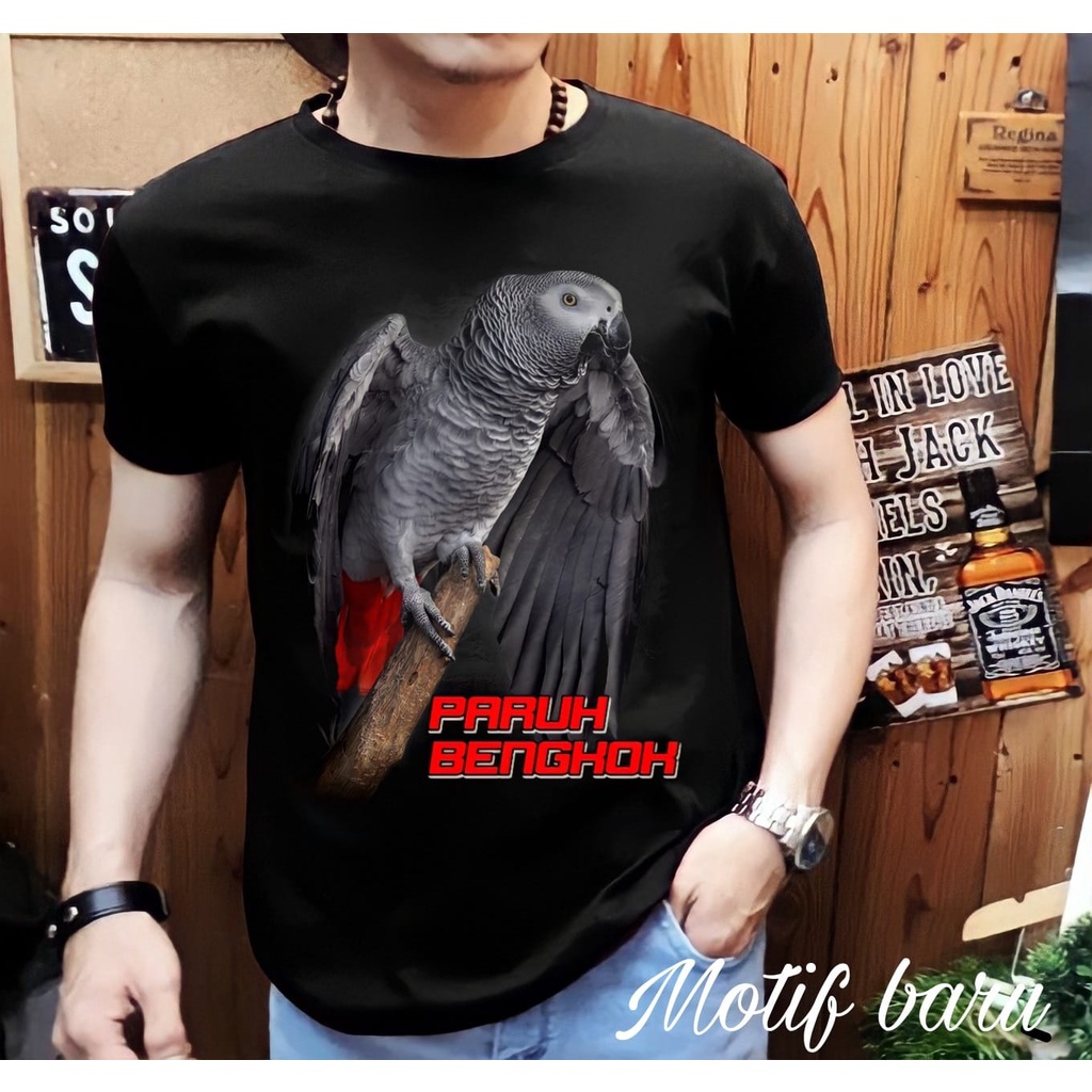 Shalch Trendy / Baju Laki-Laki / Kaos Distro Pria Motif Burung Macaw Paruh Bengkok 02 Kicau Mania