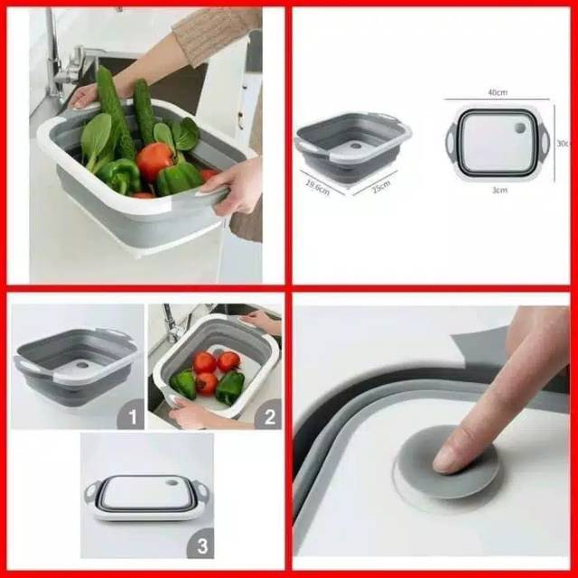 Wastafel Lipat 2 in 1 Talenan Lipat Dan Keranjang Wastafel Multifunction Foldable Chopping Board