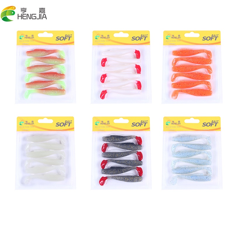 Hengjia 50 Kantong Umpan Pancing Softlure Bentuk Cacing Bahan plastik Karet Silikon