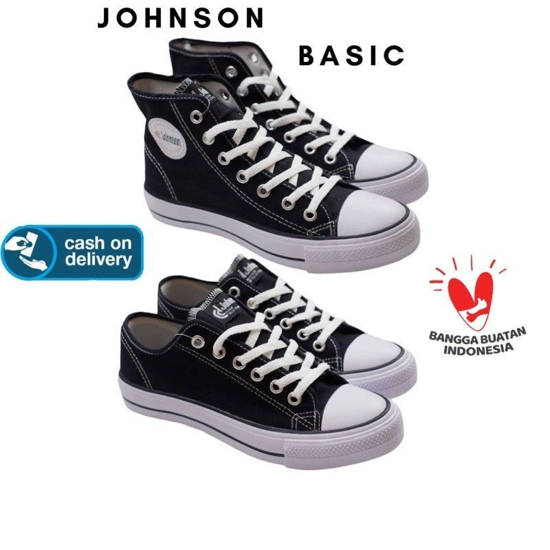 Johnson Basic Black White Low & High Original Sepatu Johnson