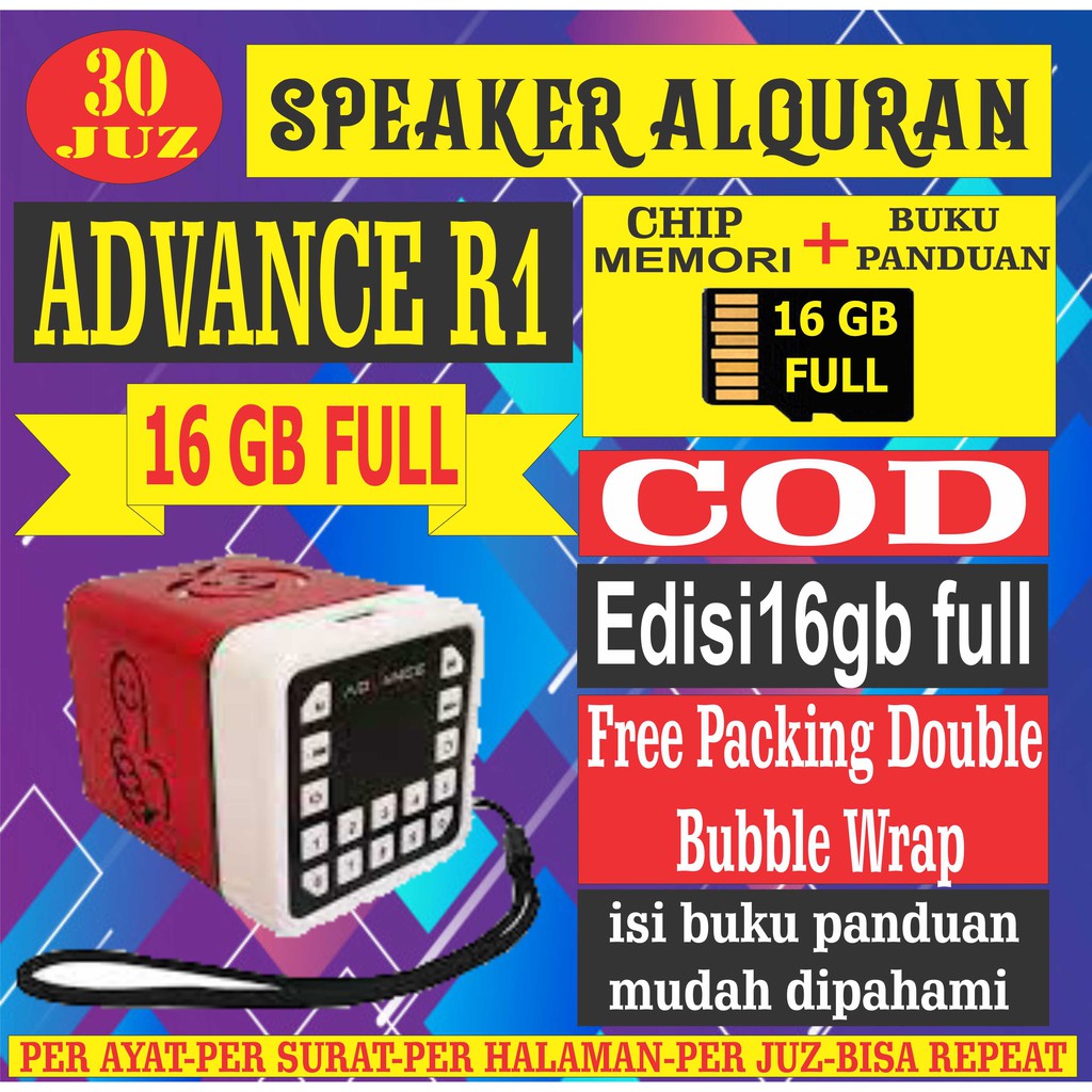 Speaker al qur'an advance R1/chip 16gb class10+buku panduan
