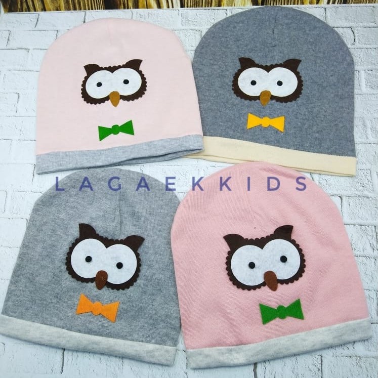 Topi Bayi Burung Hantu IMPORT Usia 6 Bulan 1 2 Tahun Elastis Topi Kupluk Burung Hantu OWL