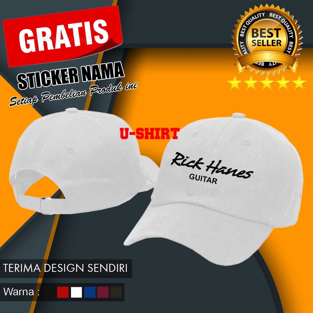 BERKUALITAS  Topi Baseball RICK HANES GUITAR MURAH TERBARU PRIA&WANITA DISTRO U-SHIRT